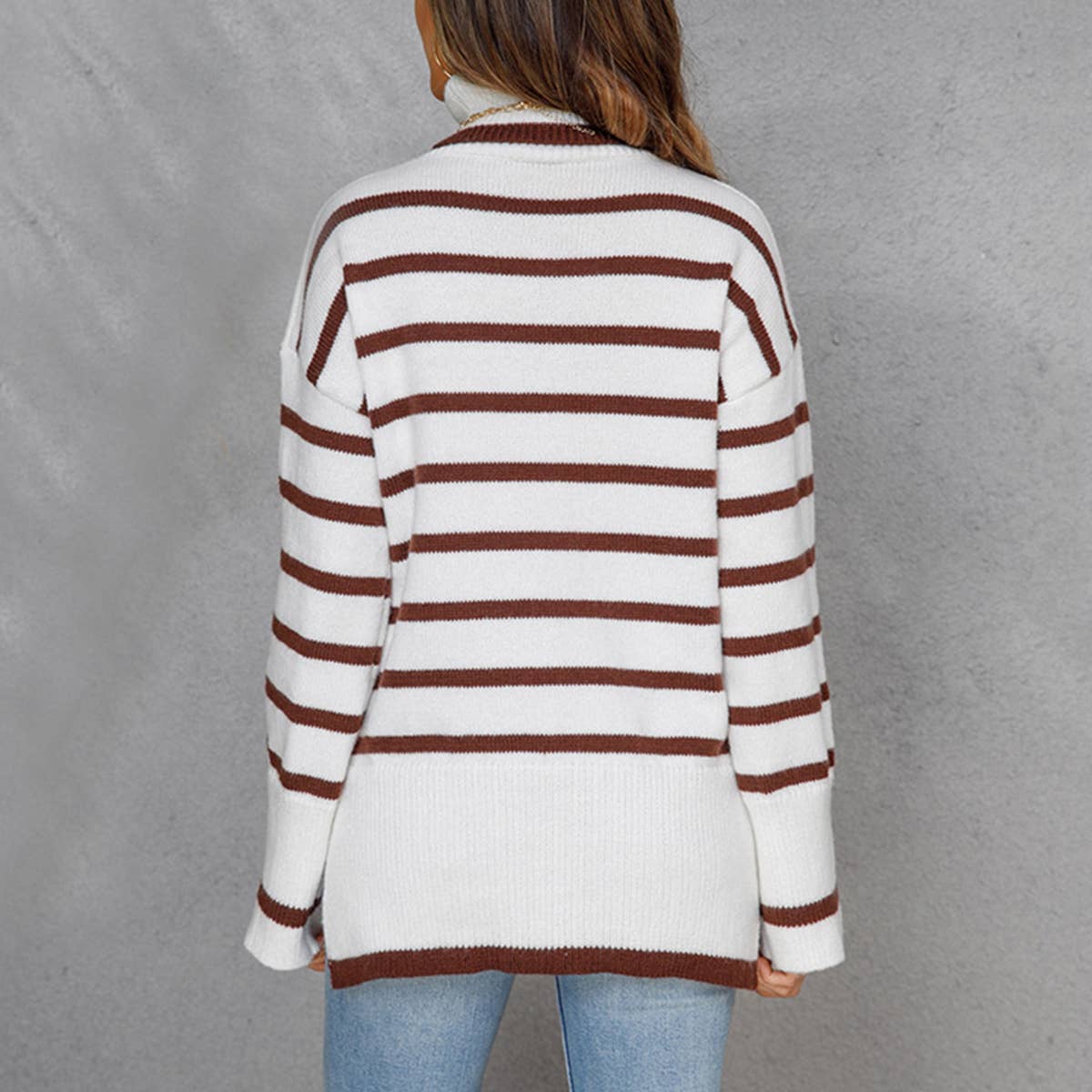 CREW-NECK COTTON STRIPED SWEATER FOR WOMEN