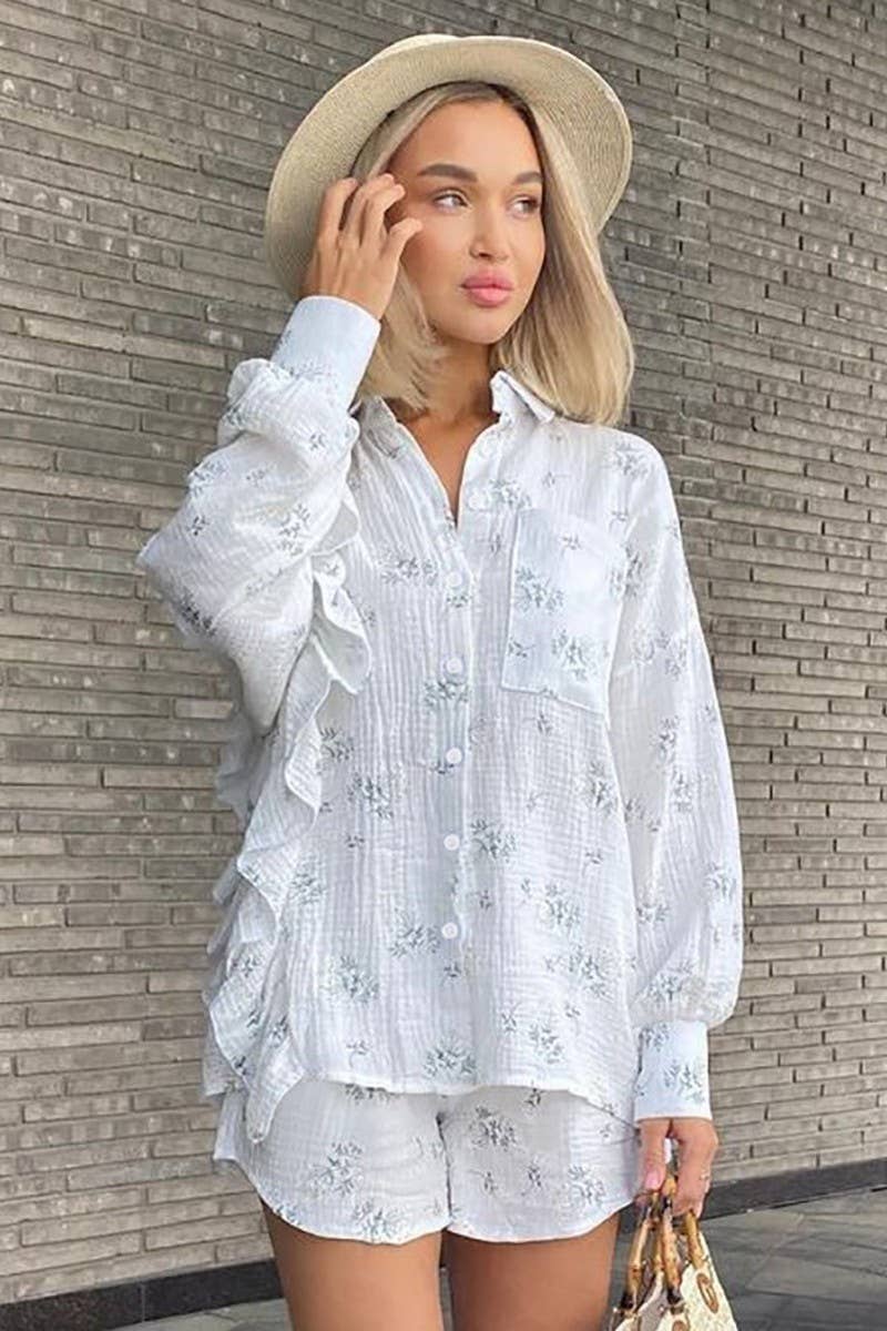 CWSPJ0204_PRINTED LONG-SLEEVED SHORTS PAJAMAS HOME SET