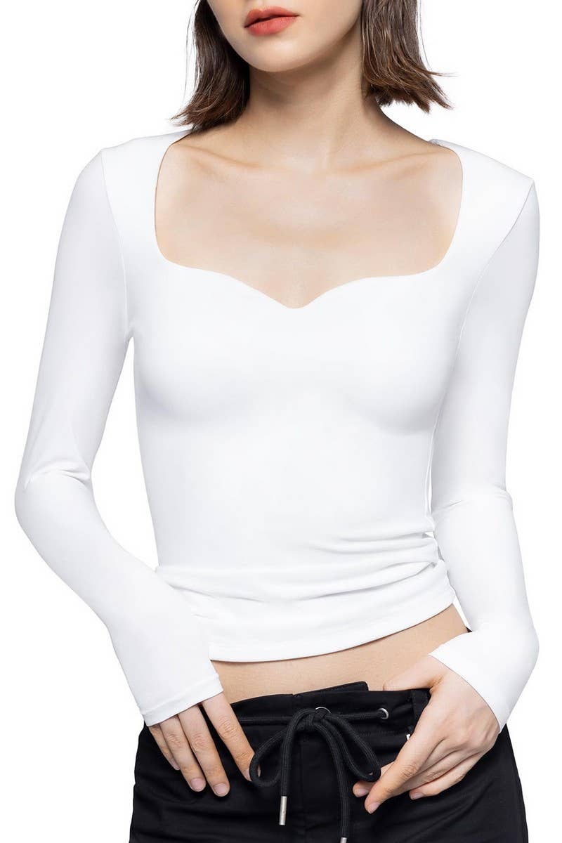 CWTBLL3951_SQUARE NECK RIBBED LONG SLEEVE CROP TOP