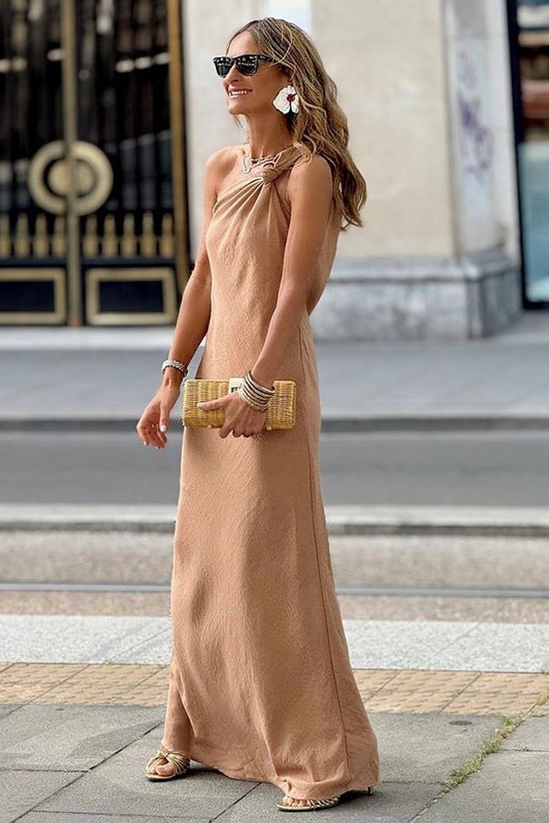 CWDHL1009_OFF-SHOULDER ELEGANT SUSPENDER DRESS