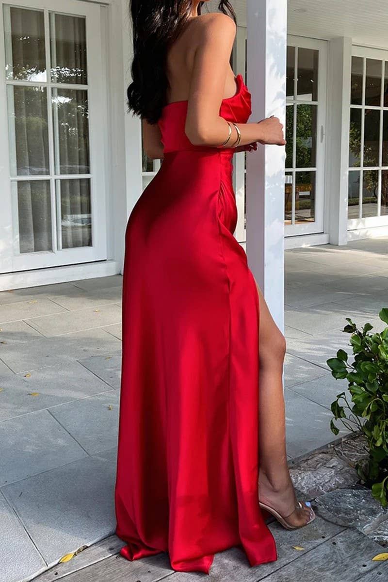 CWDMD5335_SUMMER ELEGANT PLEATED EVENING DRESS