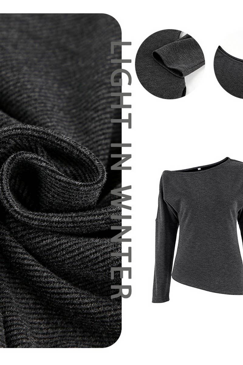 CWTBLL00609_OFF-THE-SHOULDER IRREGULAR KNIT T-SHIRT TOP