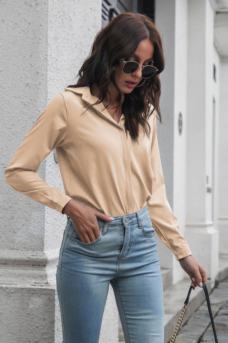 CWTBLL3748_SPRING AND SUMMER ALL-MATCH CASUAL SHIRT