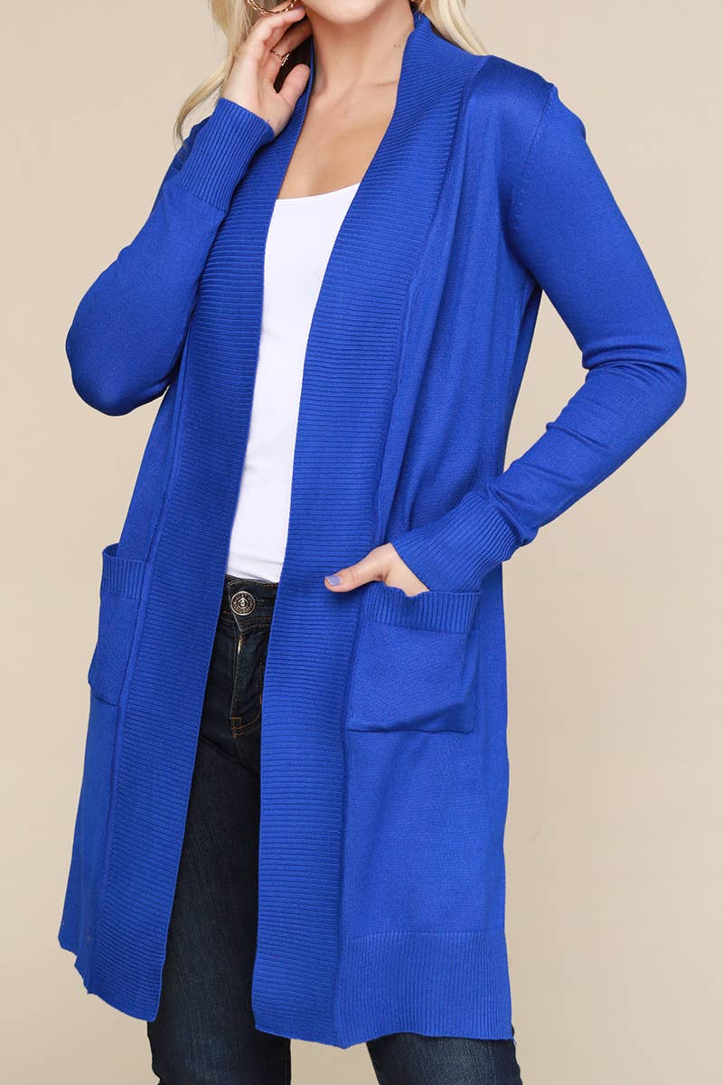 AWOCAL311_LONG SLEEVE OPEN FRONT CARDIGAN WITH SIDE POCKETS