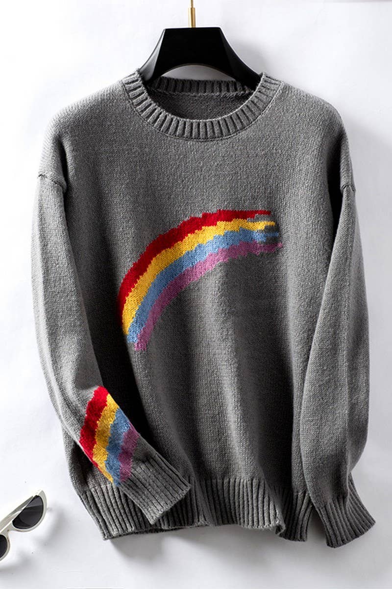 CWOSWL2933_RAINBOW STRIPED JACQUARD-KNIT SWEATER