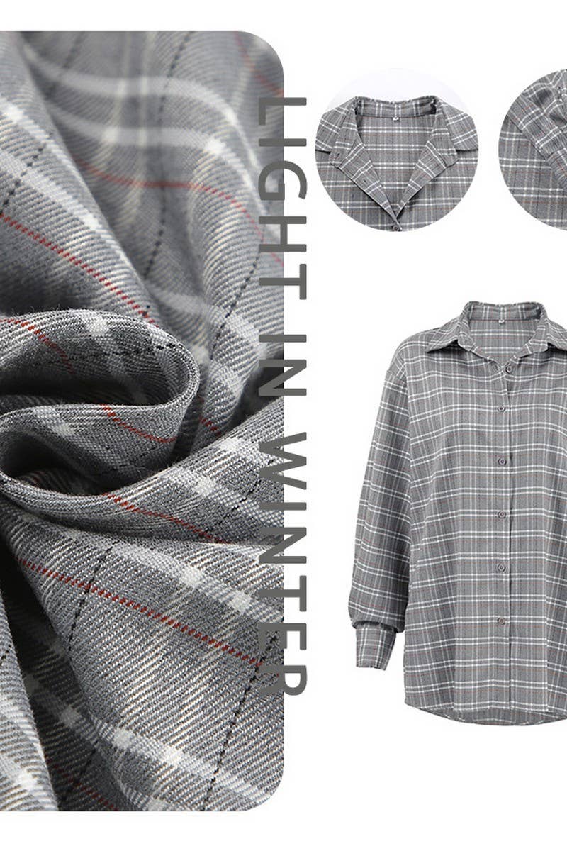 CWTBLL00626_SIMPLE LOOSE NICHE PLAID LONG-SLEEVED SHIRT