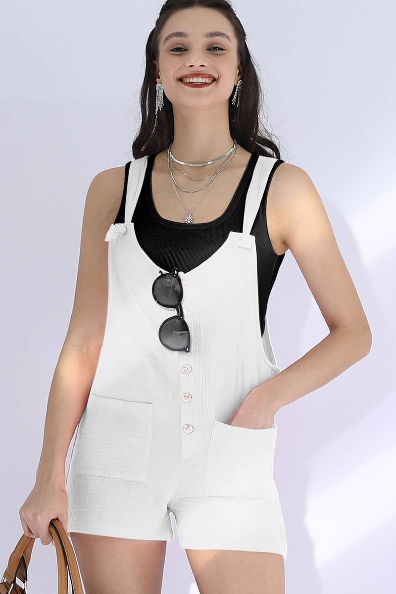 CWSJS225_SHOLUDER BOW TIE SHORT JUMPSUIT ROMPER