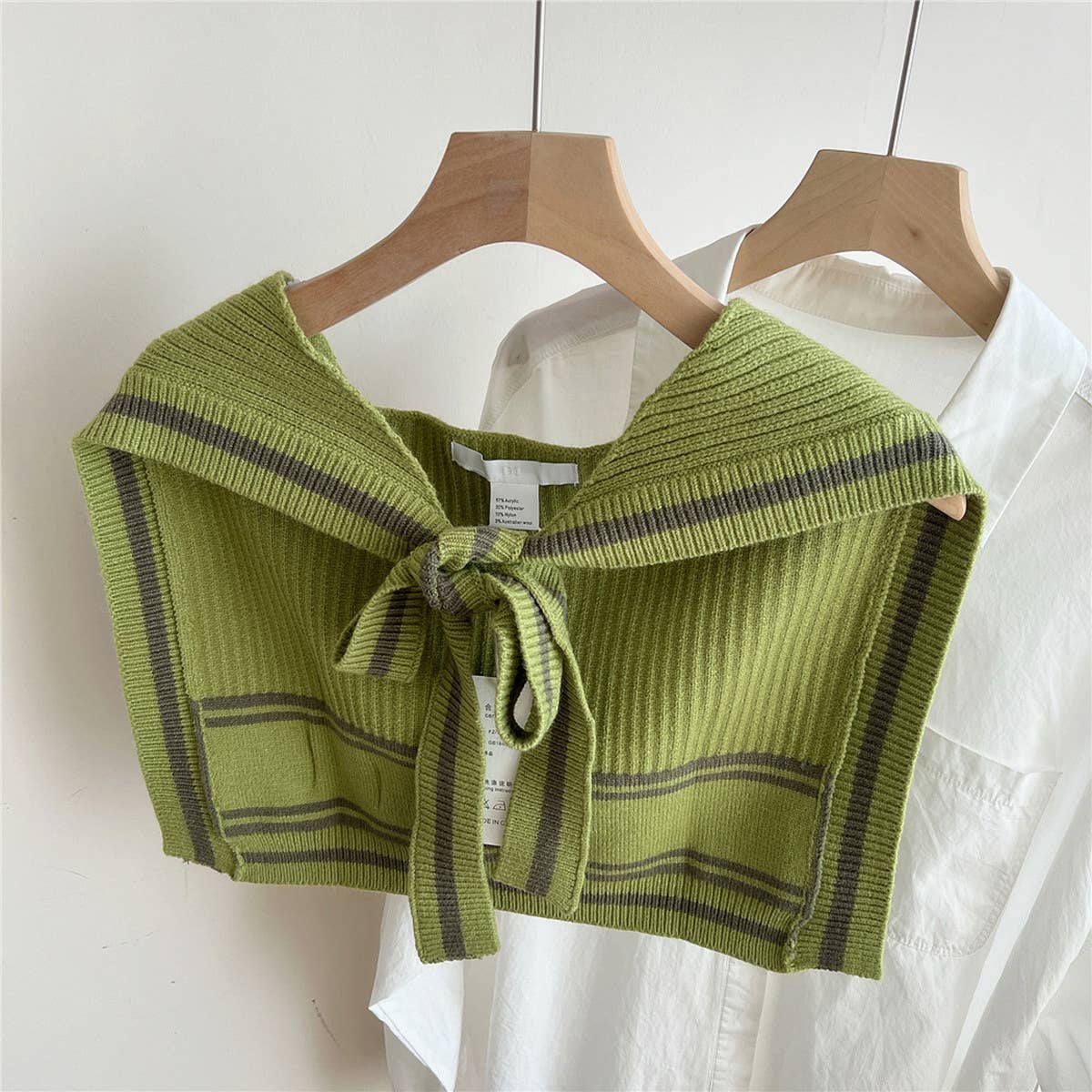 Knit Knot Shawl ? Striped Collar Wrap for Women