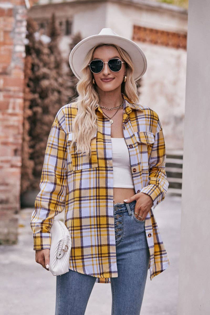 CWTSTL1691_OVERSIZE LOOSE LONG SLEEVE PLAID SHIRT