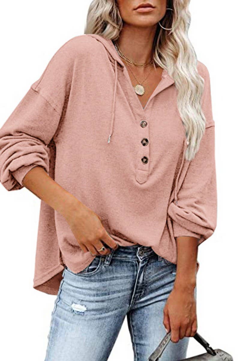 CWOHOL0615_CASUAL LOOSE SOLID COLOR HOODIE SWEATSHIRT