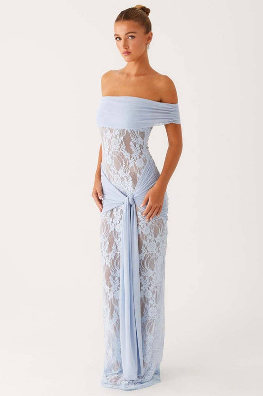 CWDMD6013_SEXY LACE HOLLOW SHEER STRAP BODYCON DRESS