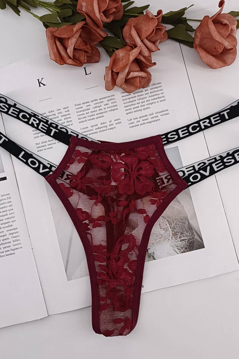 CWSPJ00464_SEAMLESS LACE THONG BREATHABLE PANTIES