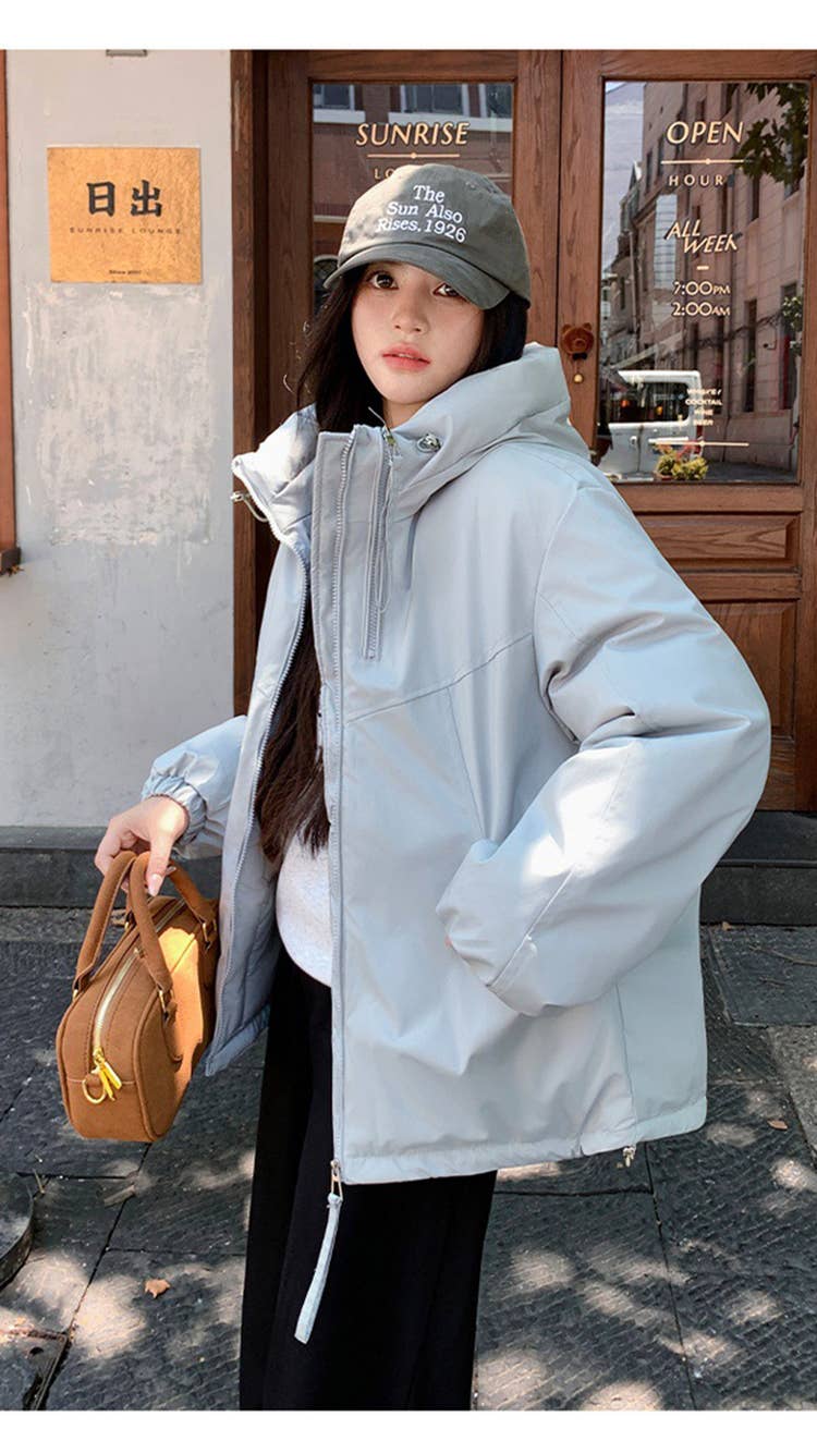 Casual hooded cotton windbreaker jacket