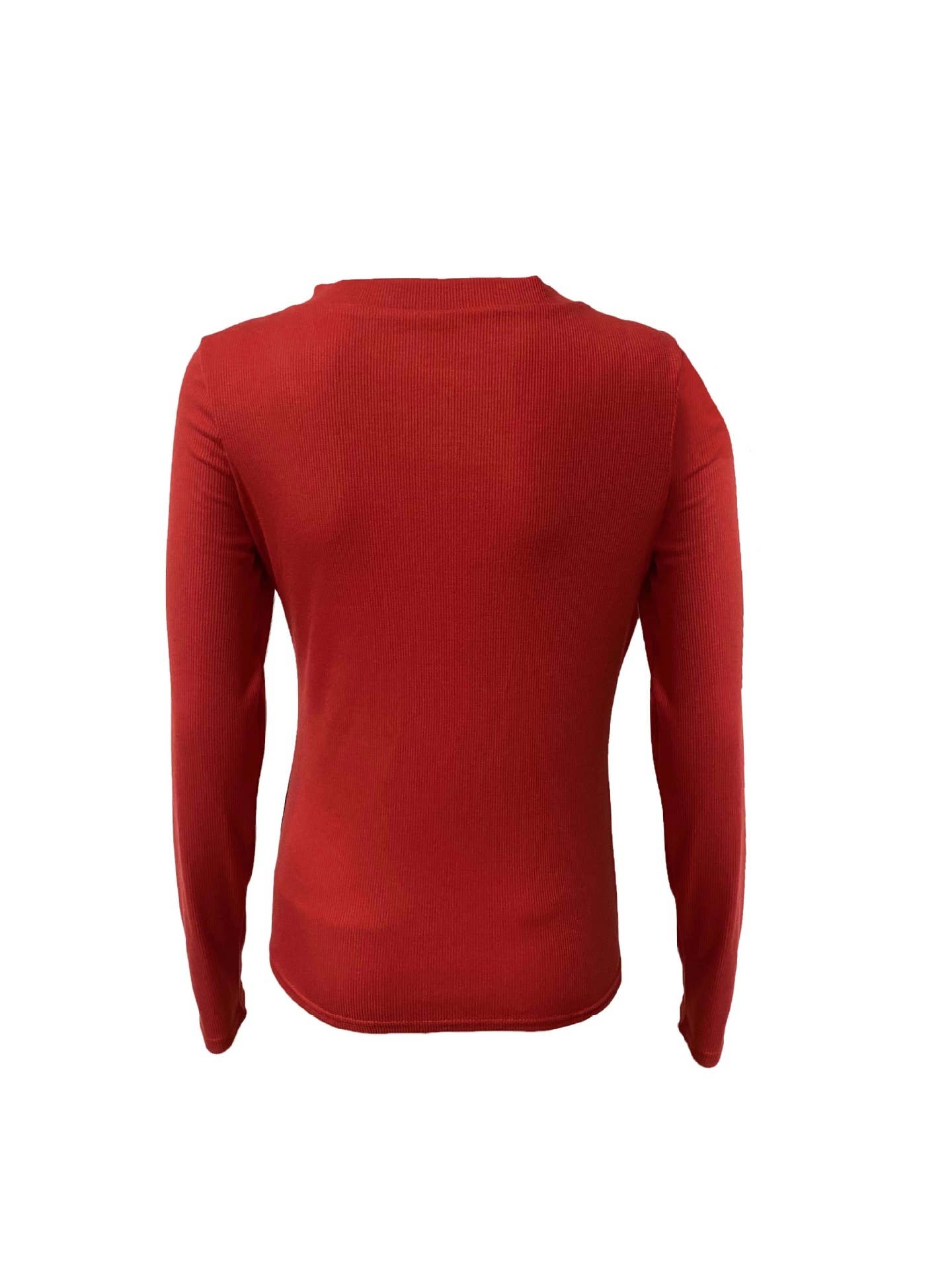 DEEP V-NECK LOVE BUTTON SOLID COLOR TIGHT T-SHIRT