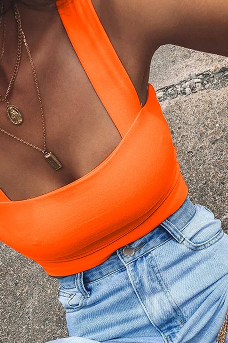 CWTTK00285_SQUARE NECK CROPPED SEXY T-SHIRT TOP