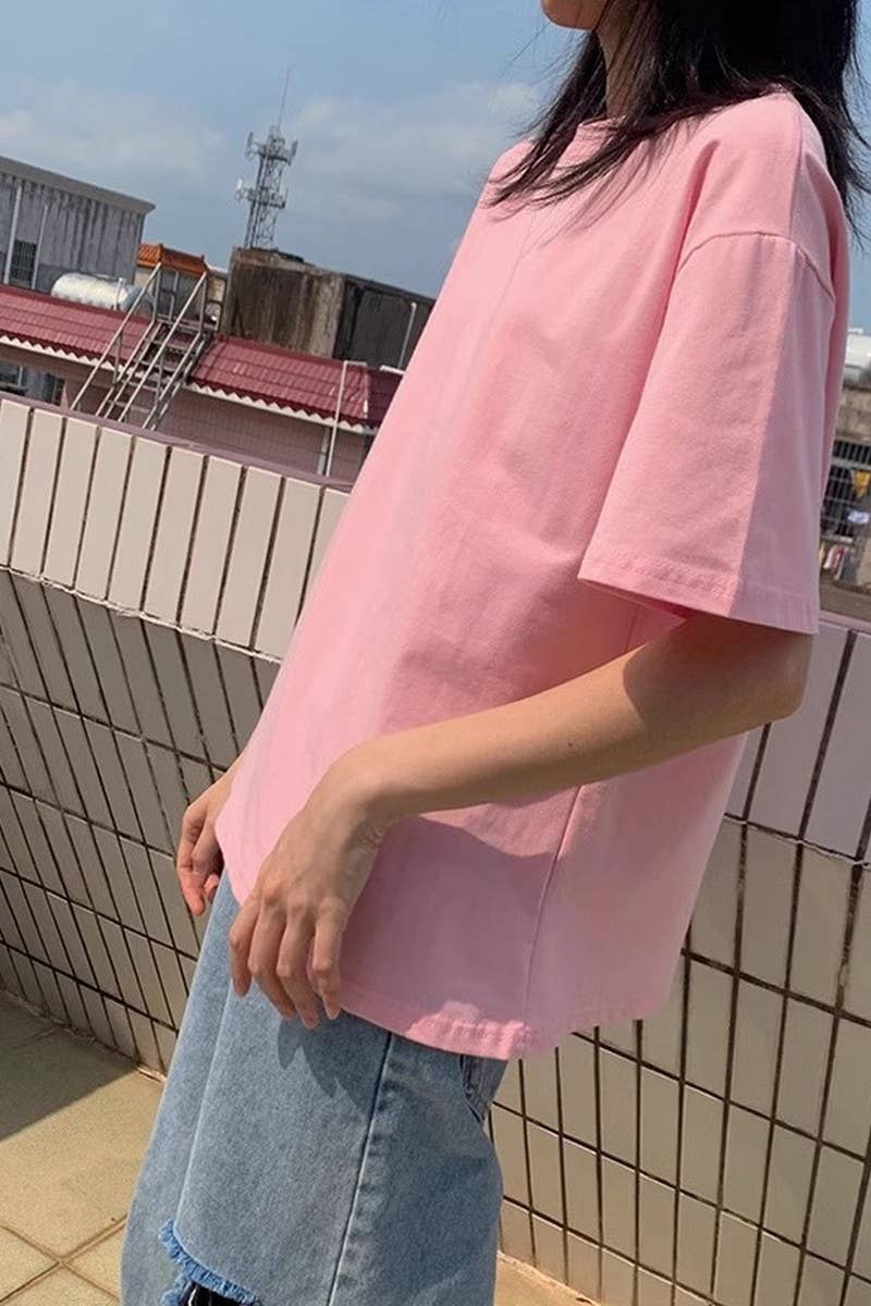 CWTTS0973_SOLID COLOR CASUAL T SHIRT