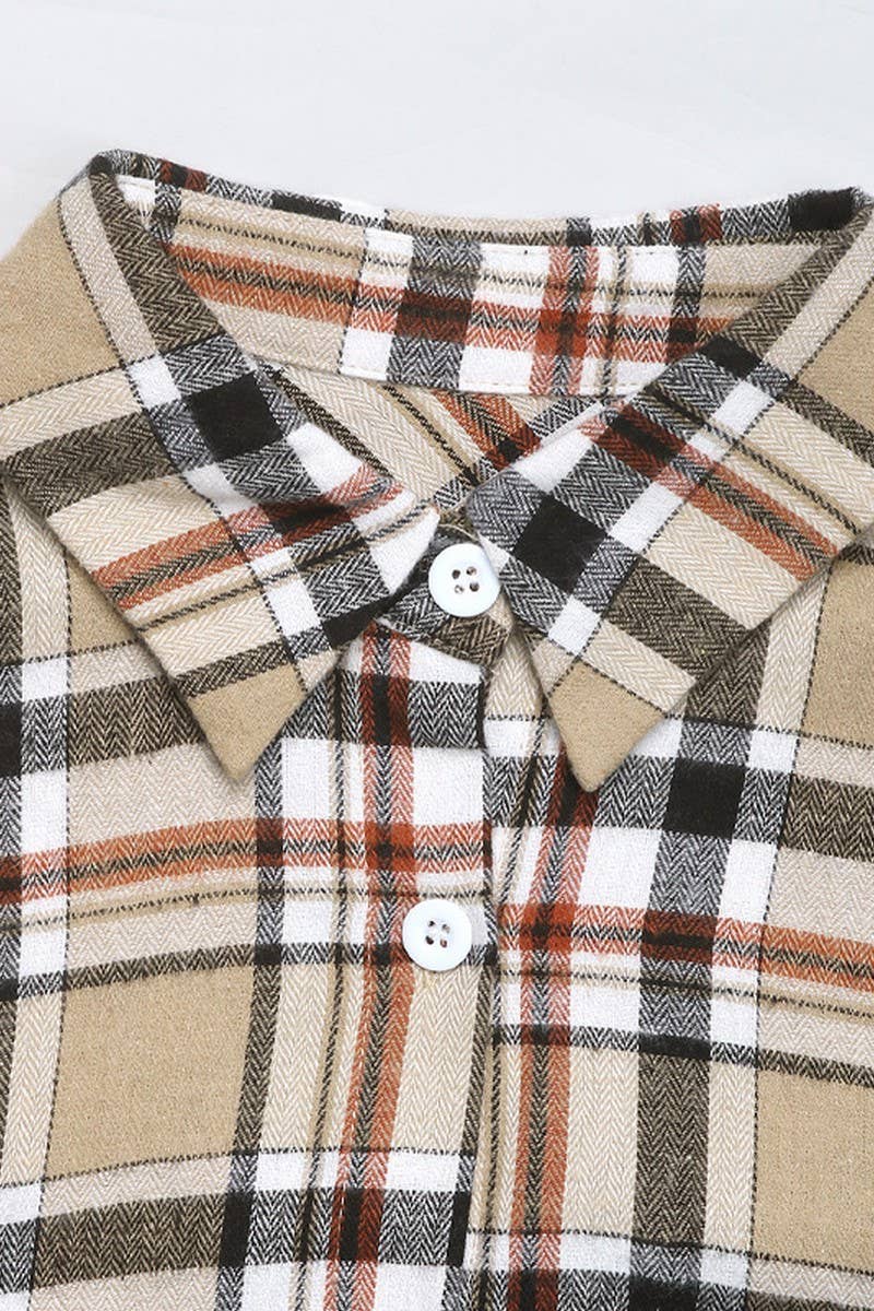 CWSTB2096_VINTAGE PLAID LONG SLEEVE TOP & SKORT SET