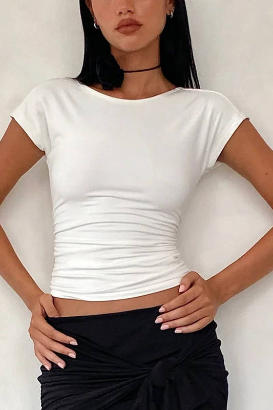 CWTTSL0383_SUMMER SEXY HOT GIRL HOLLOW BACK SOLID COLOR TOP