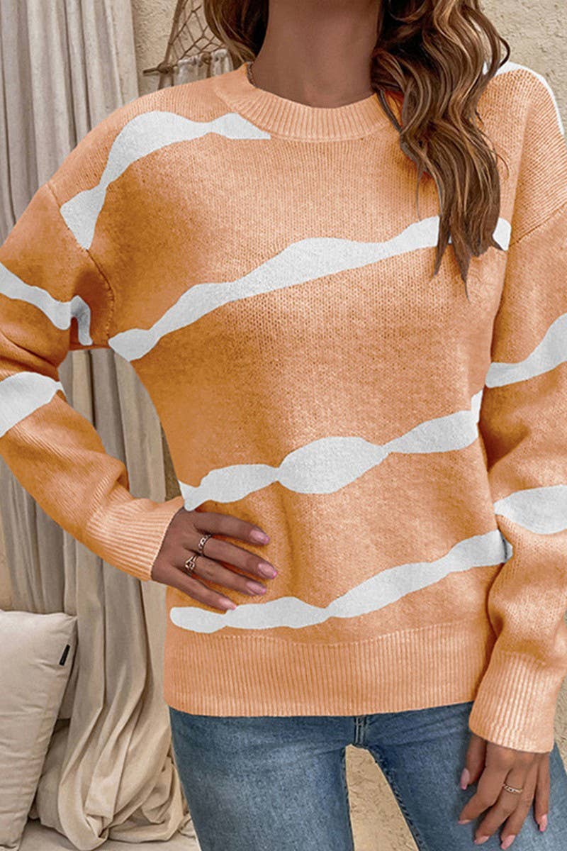 CWOSWL1740_Crew Neck Long Sleeve Pullover Sweater