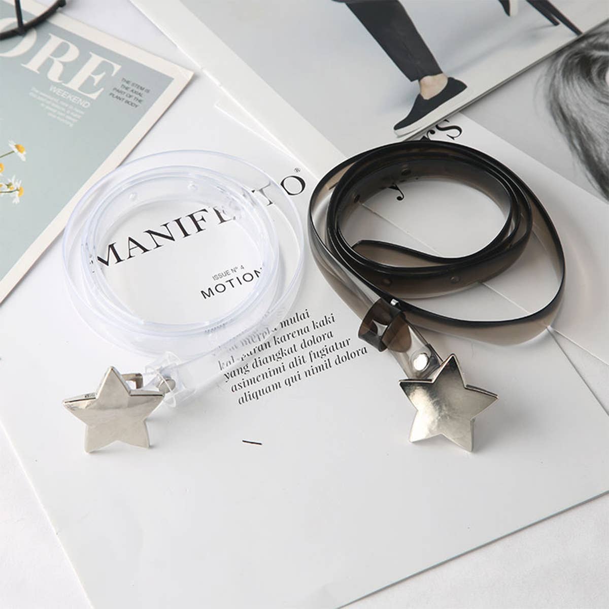 CWABE0962_STAR SNAP BUTTON TRANSPARENT VERSATILE BELT