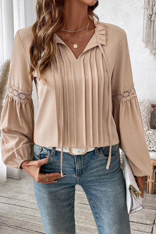 CWTBLL3704_AUTUMN SOLID COLOR CASUAL V-NECK TEMPERAMENT SHIR