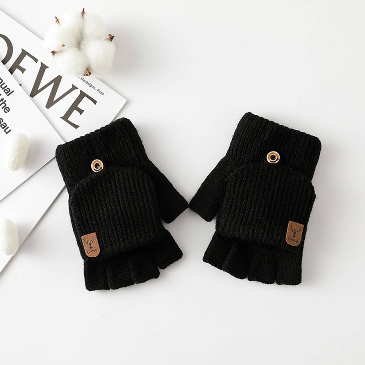WINTER WARM HALF FINGER FLIP TOUCH SCREEN GLOVES