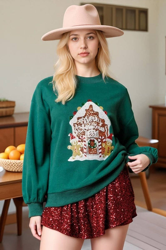 CWTBLL01282_SEQUINED CREW NECK CHRISTMAS SWEATSHIRT