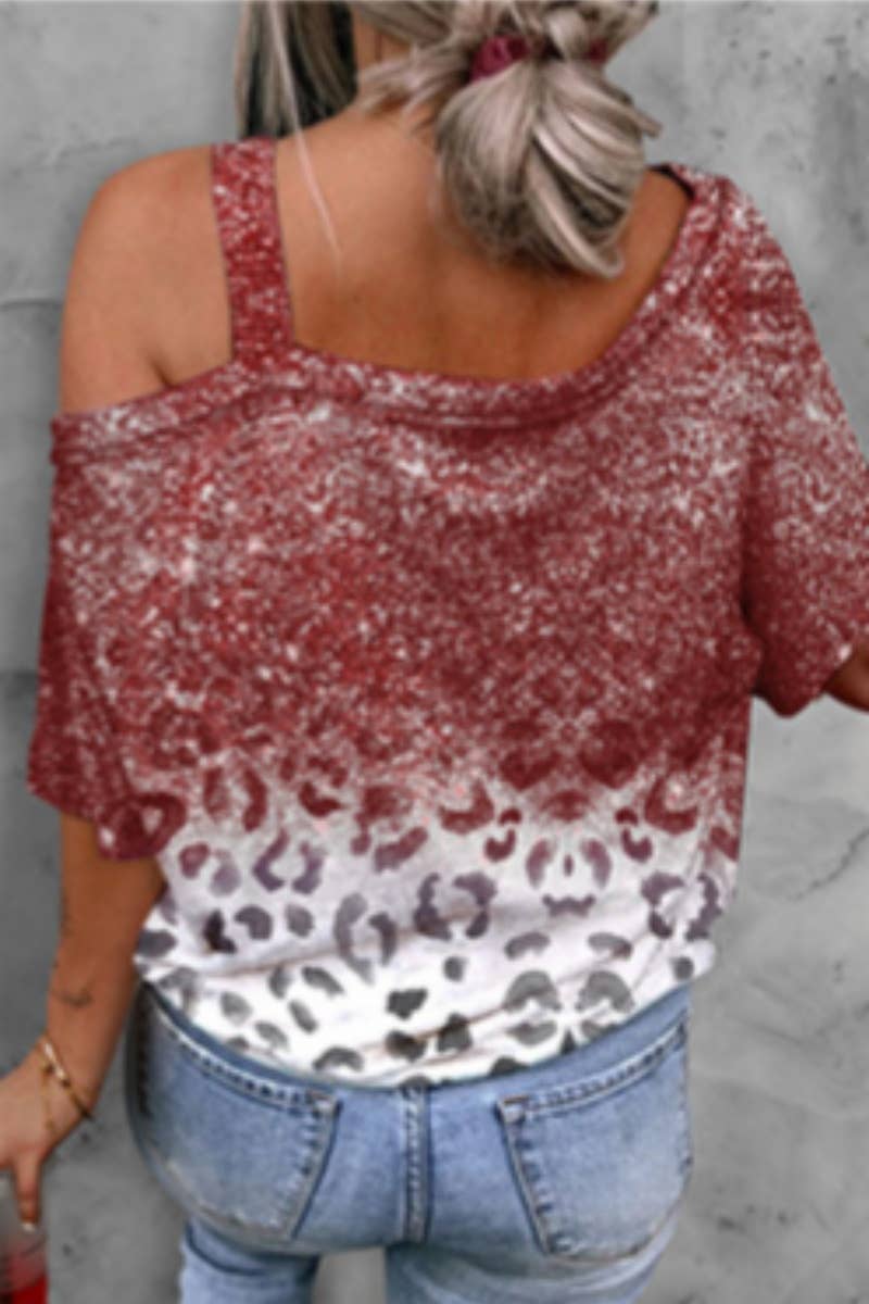 CWTBLS1385_SUMMER GRADIENT LEOPARD PRINT ONE-SHOULDER TOP