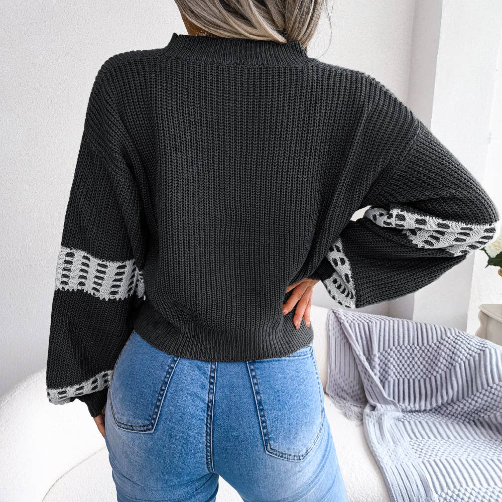 Design lantern sleeve cardigan sweater jacket