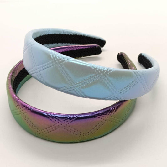 New Pearl AB Metallic Dark Grid PU Headband