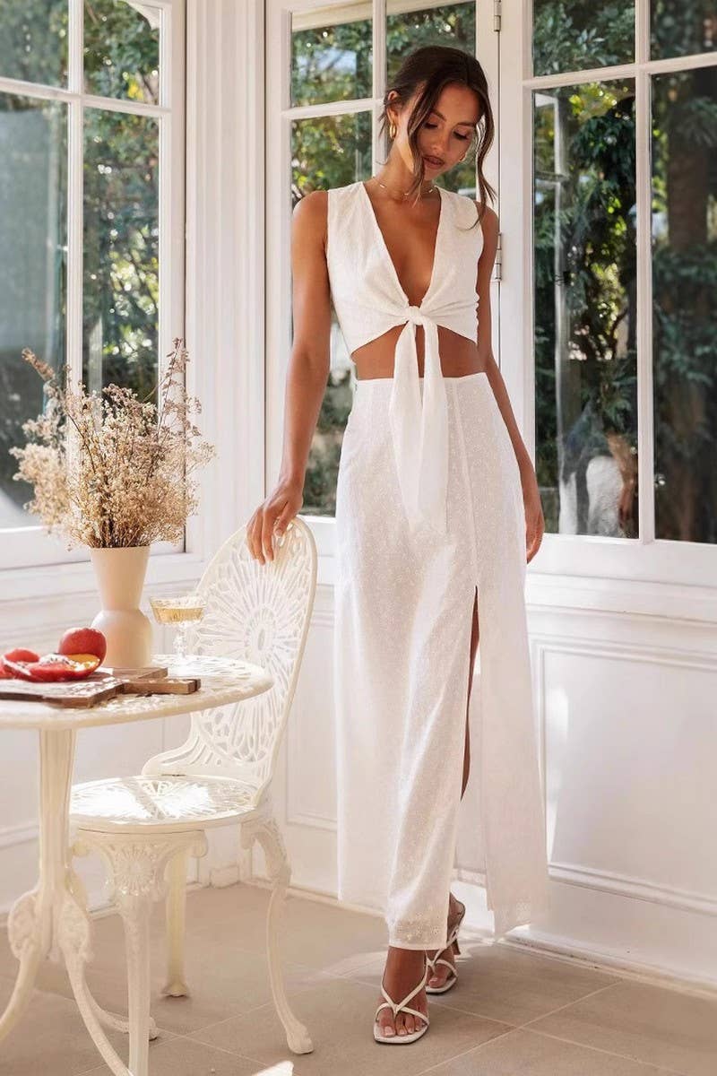 CWSTB1939_EMBROIDERED HOLLOW OUT SLEEVELESS GOWN SET