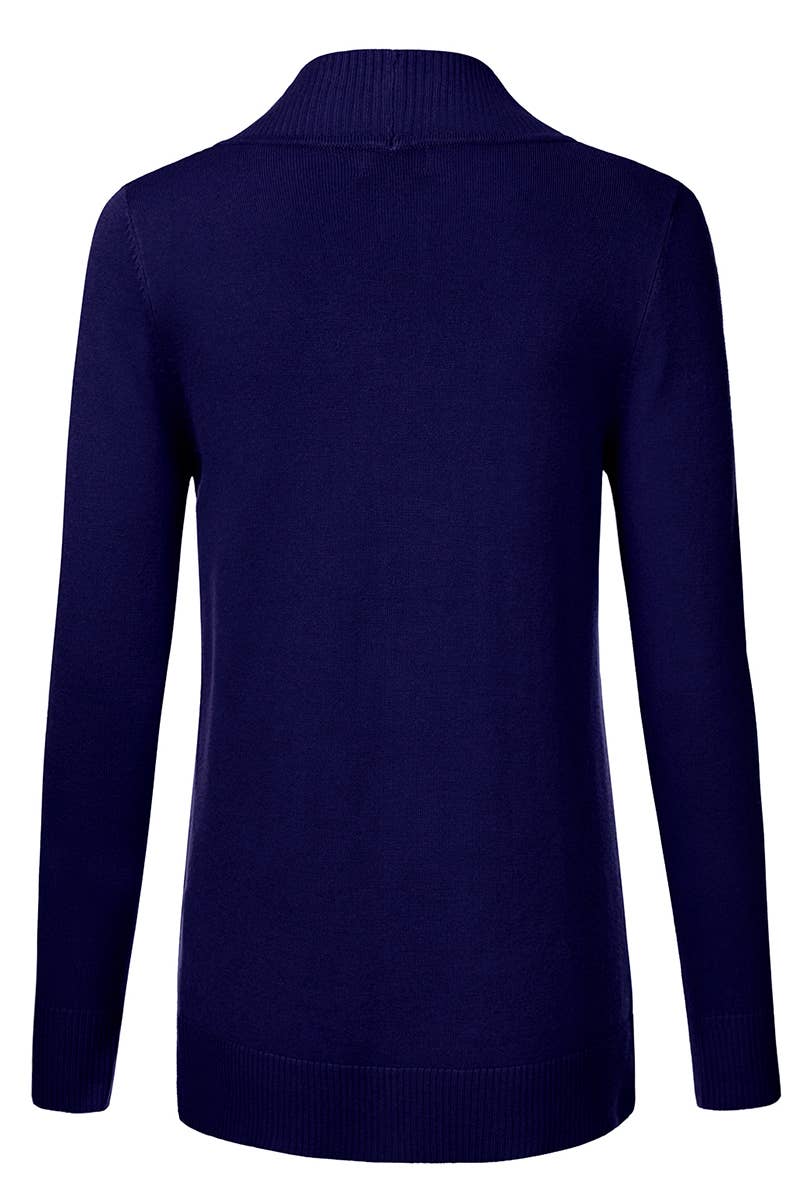 AWOCAL313_Open Front Long Sleeve Pockets Sweater Cardigan