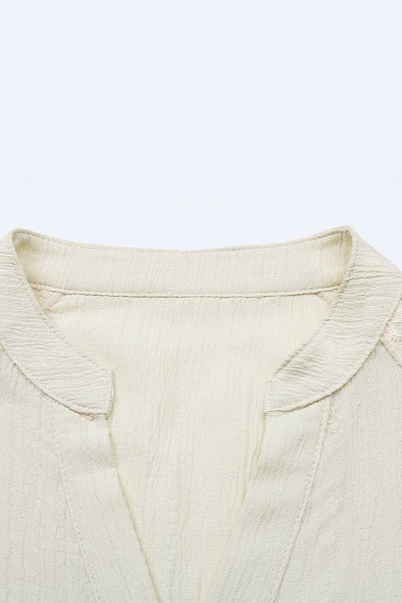 CWTBLL4078_TEXTURED STAND COLLAR BUTTON-UP SHIRT