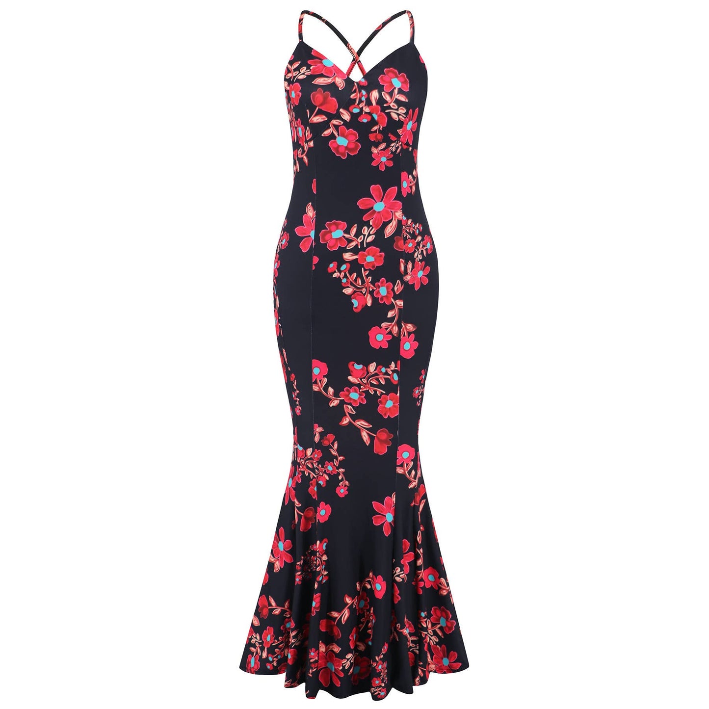 Bohemian floral print sexy slimming long dress