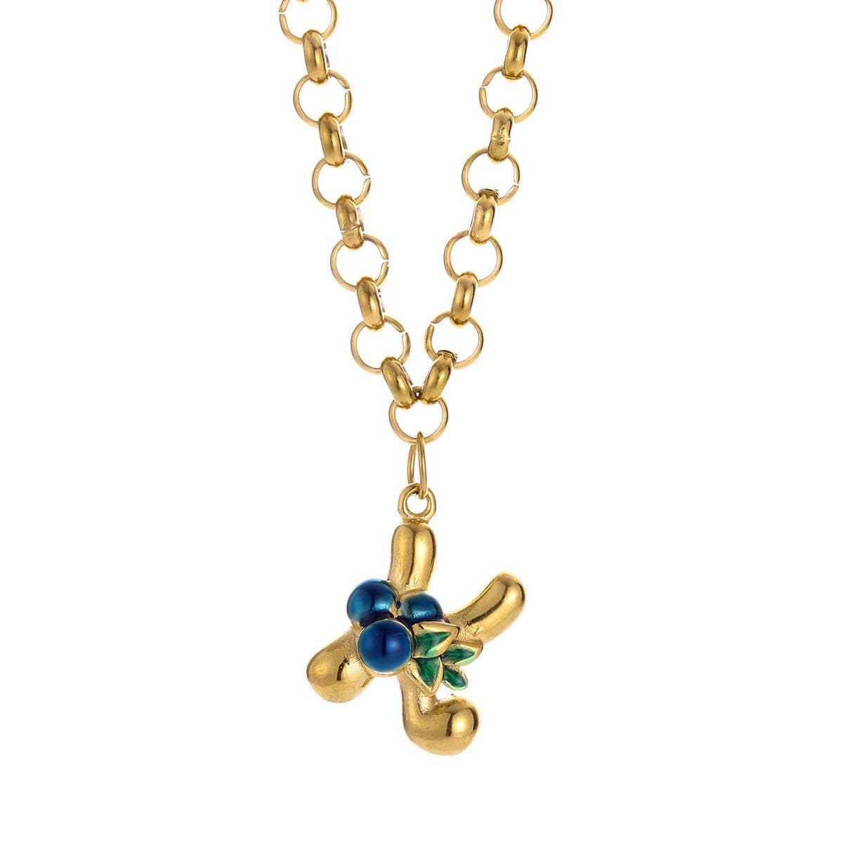 Original Stainless Steel Letter Necklace withEnamel_CWMM8836