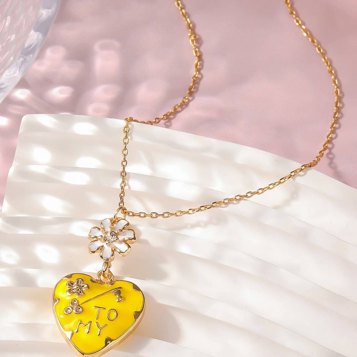NEW FASHION LOVE PEACH ENAMEL OIL DROP NECKLACE