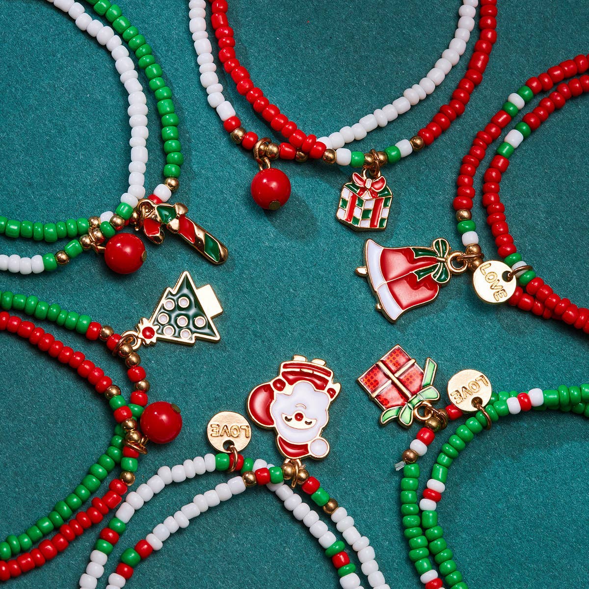SANTA CLAUS OIL DROP BEADED BRACELET