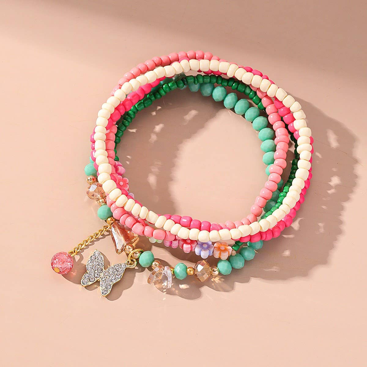 Boho Butterfly & Flower Anklet Set ??Handmade_CWMM6359