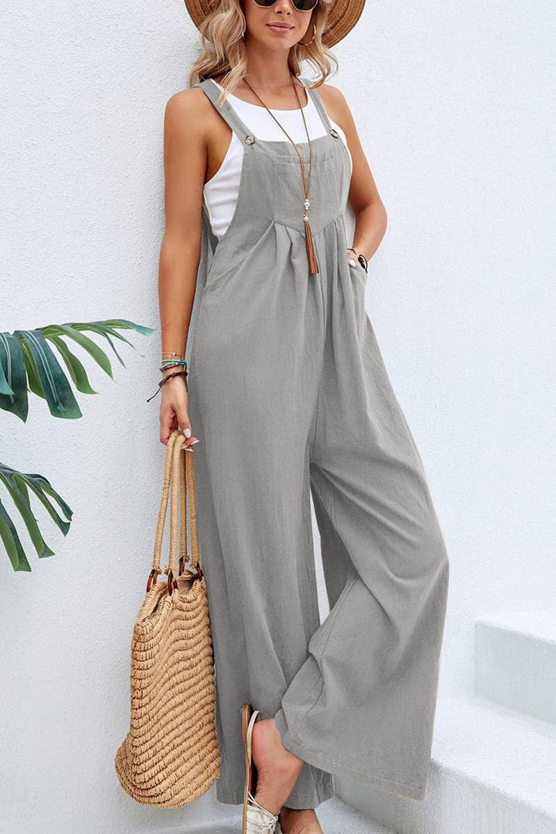 CWSJS00259_SOLID COLOR CASUAL LOOSE JUMPSUIT