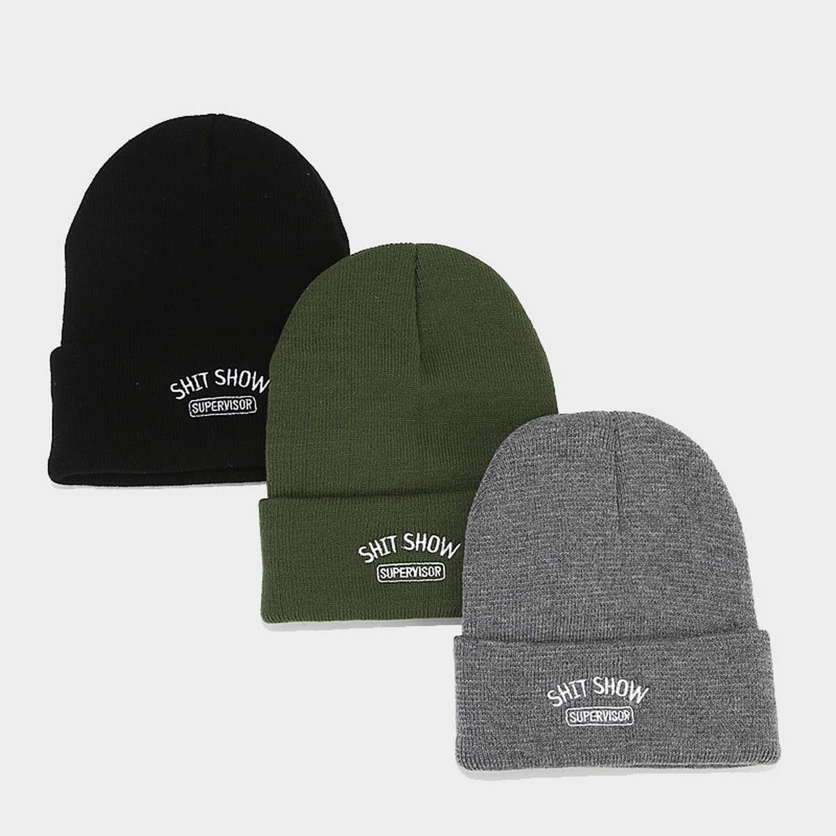 SHIT SHOW EMBROIDERED LETTER PILE HAT KNITTED HAT_CWAH2084