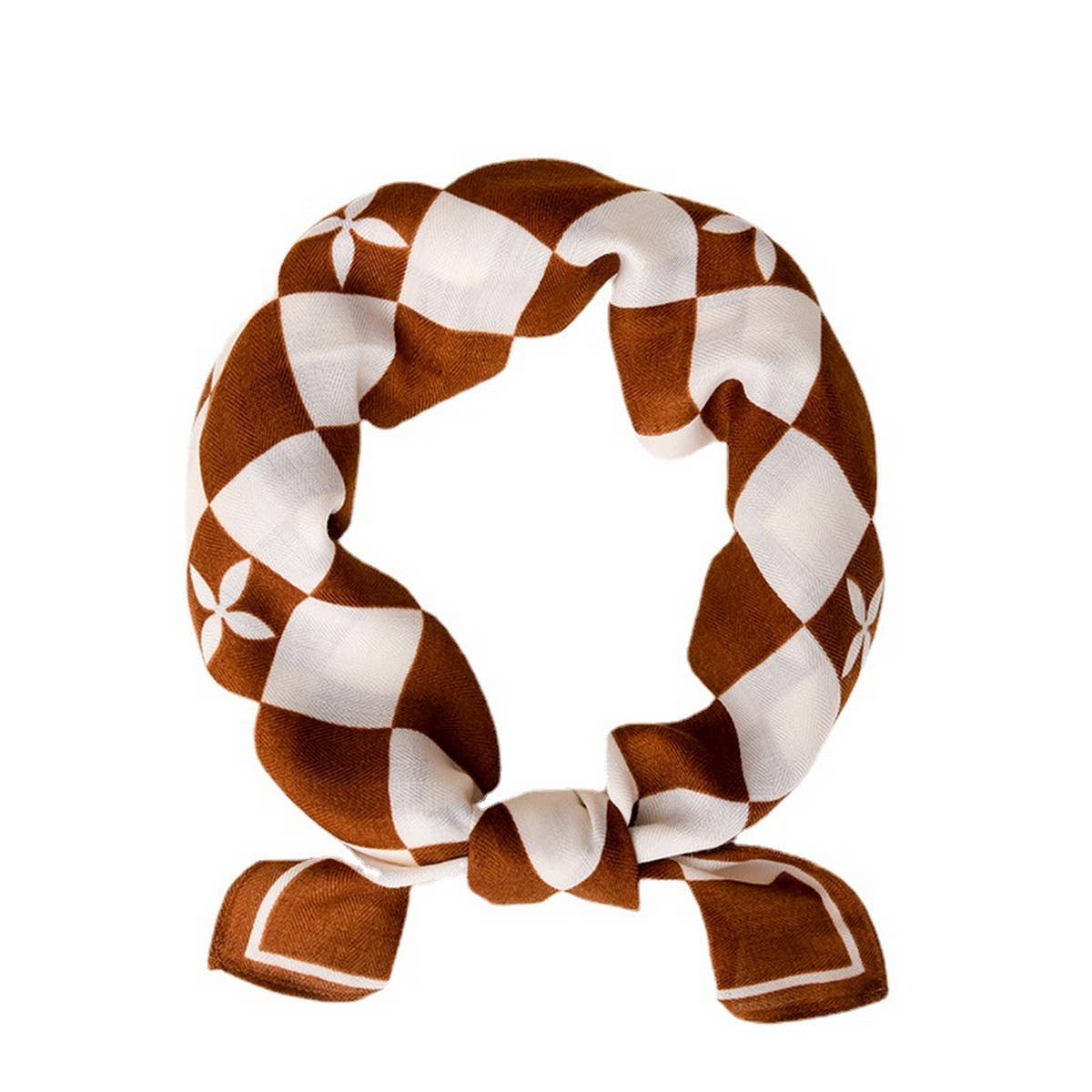 CWASC2405_FASHION CHECKERBOARD SILK SCARF SIMPLE SILK SCARF