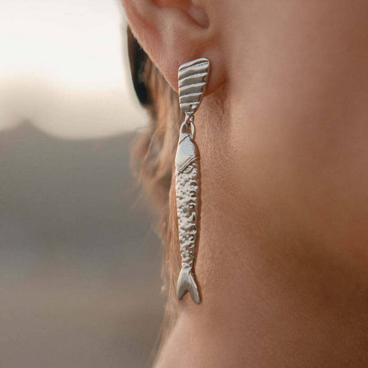Artistic Long Fish Earrings Titanium Gold Plated_CWAJE5000
