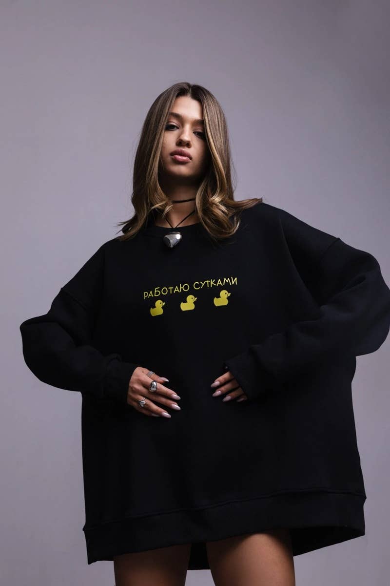 CWTBLL1667_AUTUMN WINTER DUCK PRINT LONG-SLEEVED HOODIE