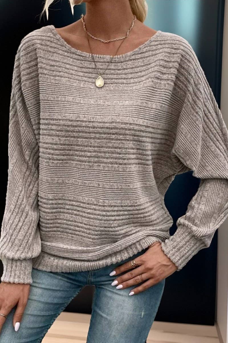 CWTBLL00721_SOLID COLOR LONG-SLEEVED PATCHWORK TOP