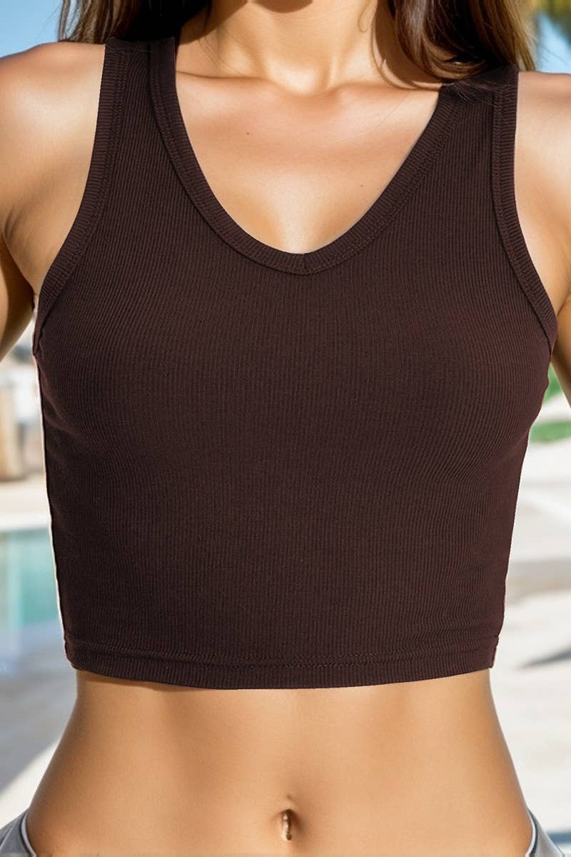 CWTTK0842_COTTON RIBBED V-NECK SLEEVELESS TANK TOP