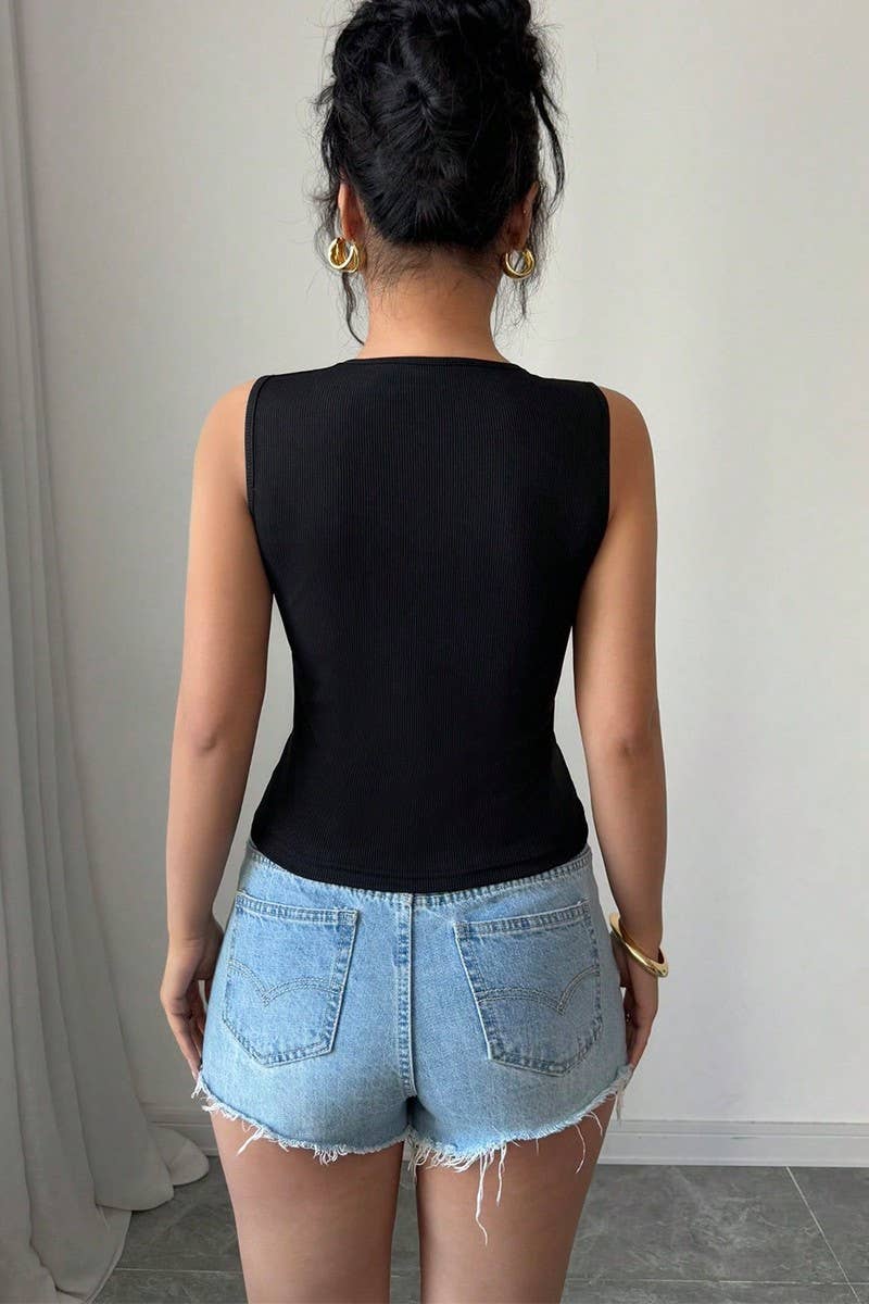 CWTTSL0446_SUMMER TEMPERAMENT SLIT SLEEVELESS TOP