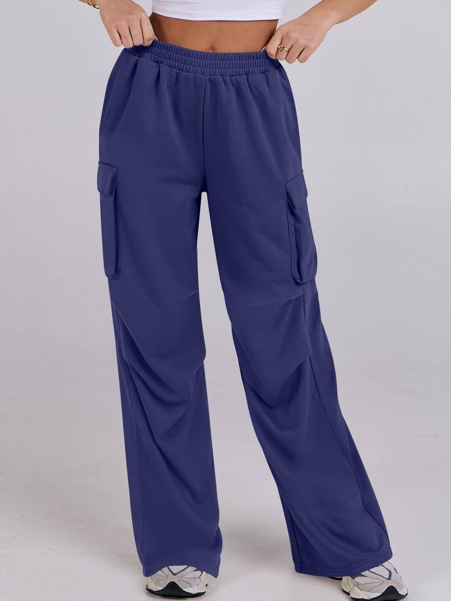 BAGGY STRAIGHT WIDE LEG ELASTIC WAIST OVERALLS
