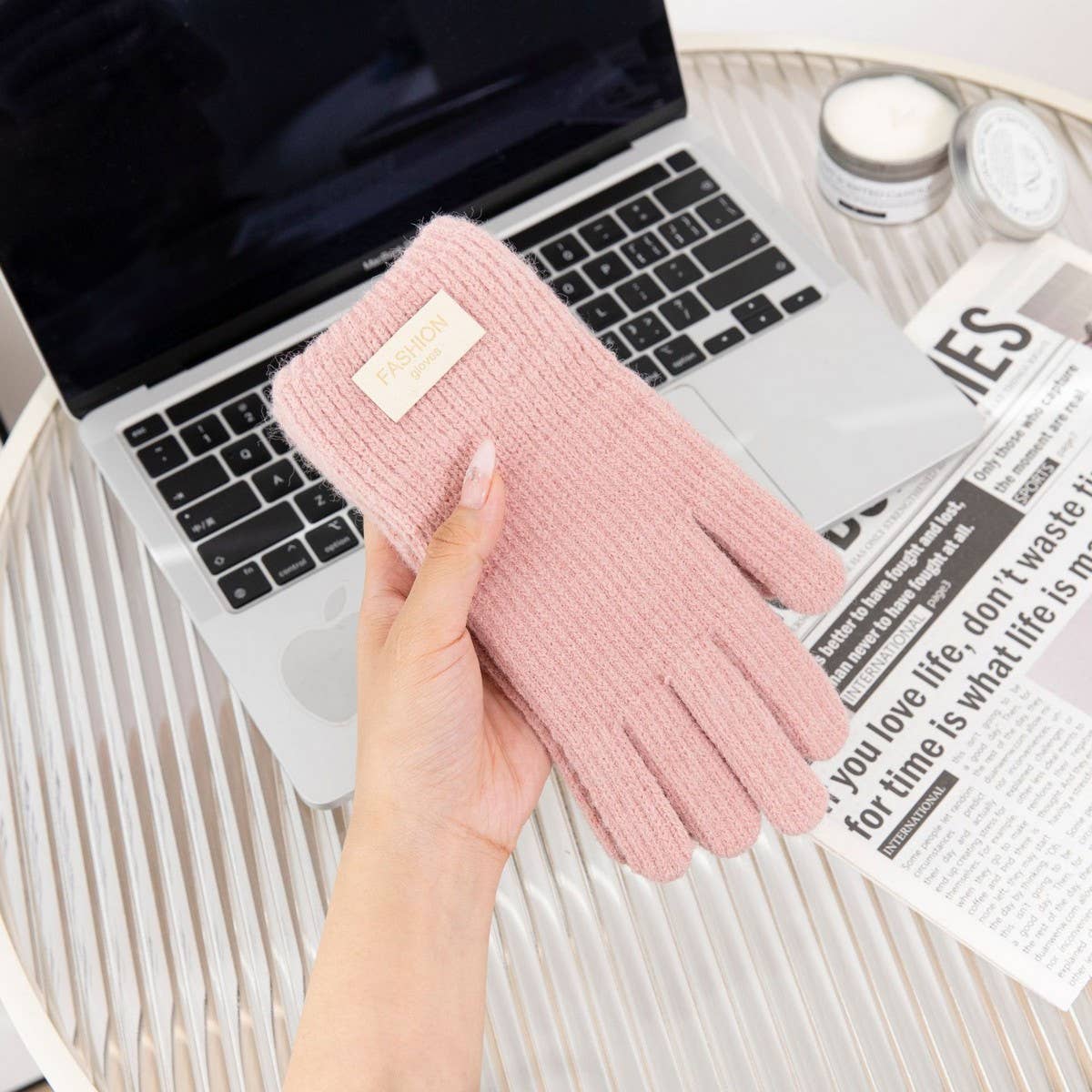 CWAG00560_WOMEN WINTER KNIT FINGERLESS TOUCHSCREEN GLOVES