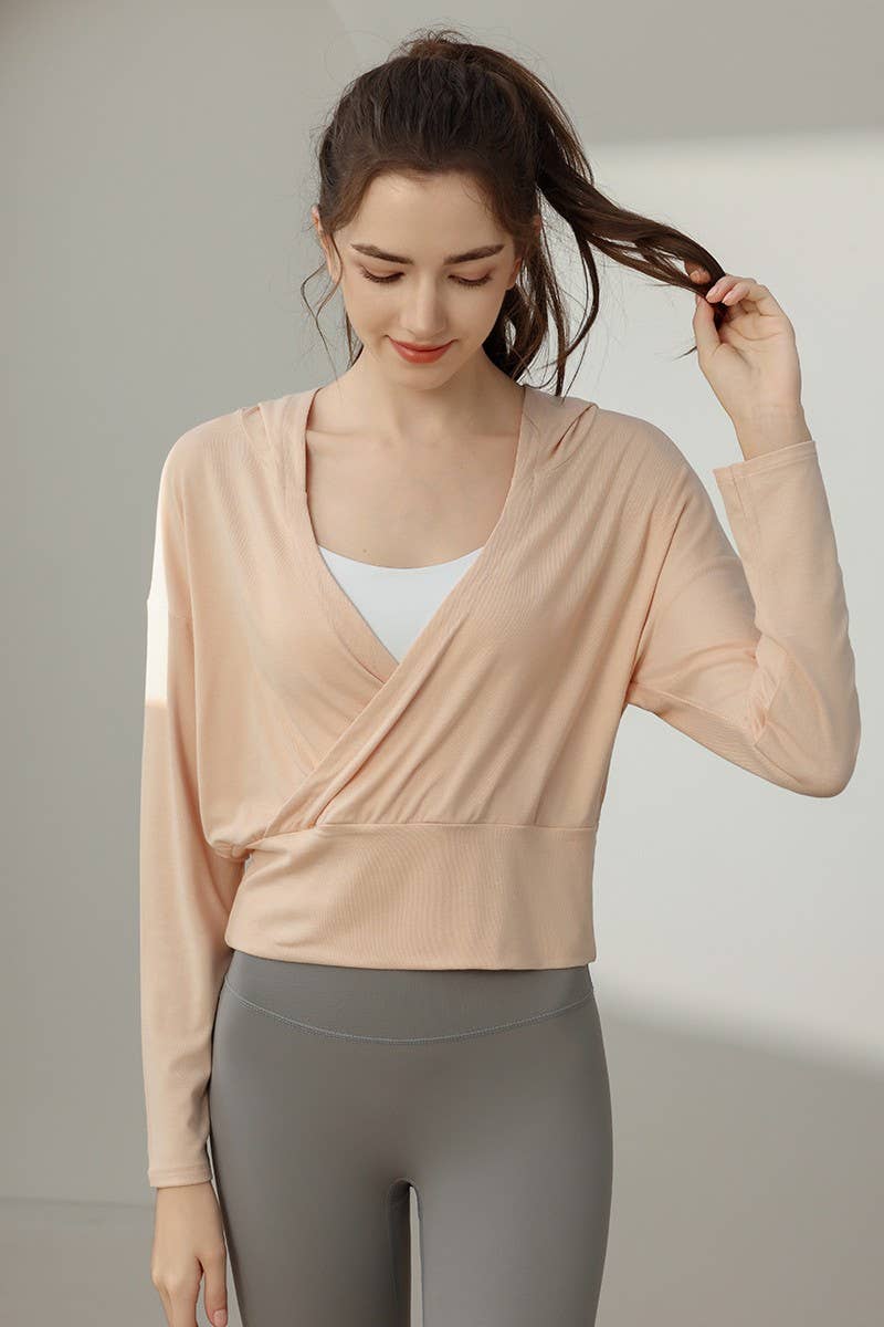 CWTBLL3629_NEW STYLE SPORTS LOOSE YOGA JACKET HOODED TOP