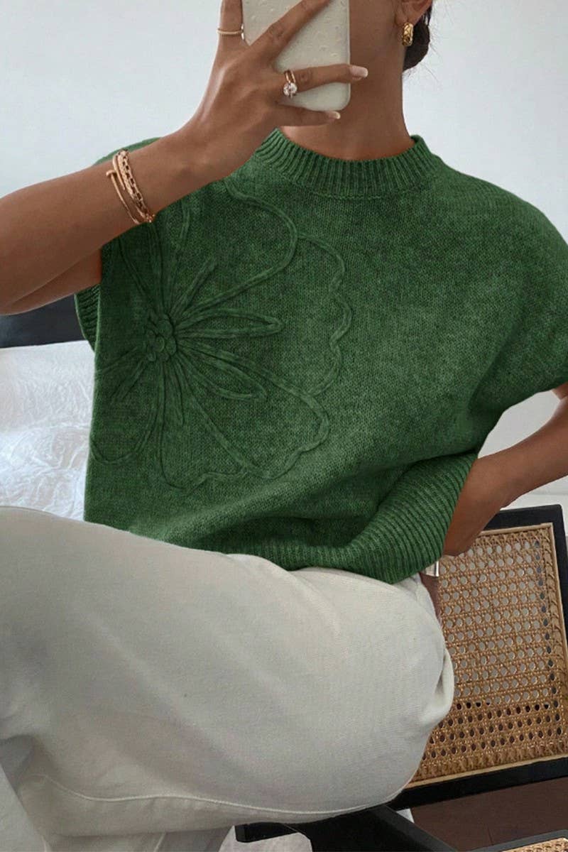 CWOV0716_SLEEVELESS EMBROIDERED KNITTED BACKLESS TANK TOP